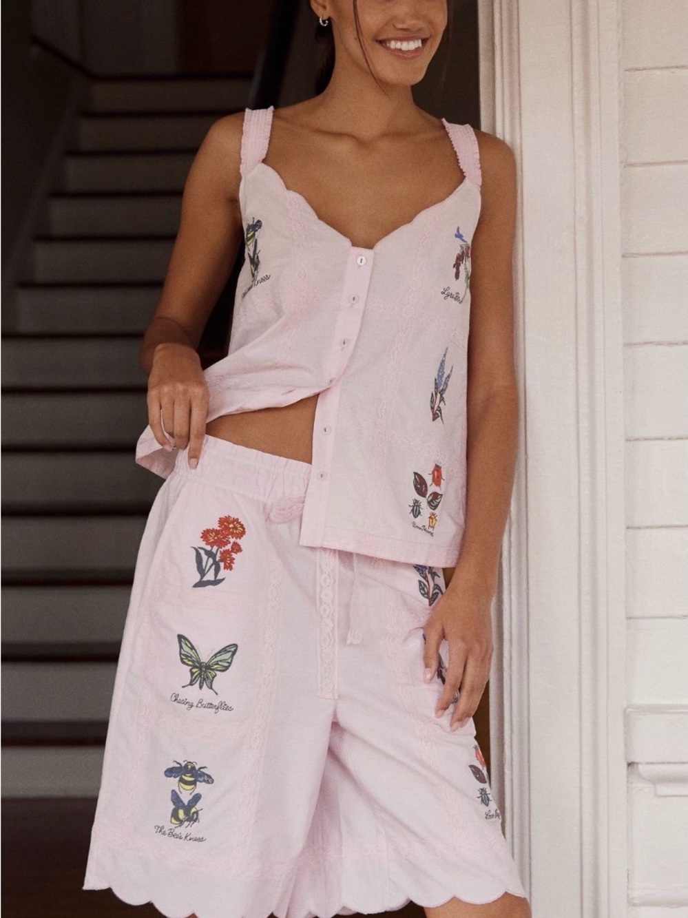 NWT retail $88. Top listed separately Light Pink Embroidered Scallop Hem Shorts